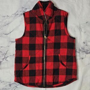 Mud Pie Red and Black Checkered Vest